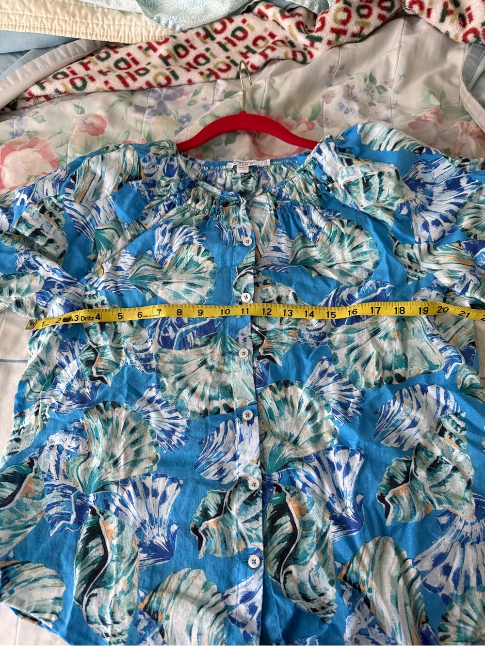 Chico’s Lightweight Blue Floral Button-Front Women’s Top - Picture 6 of 8